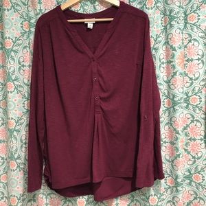 Ava & Viv Maroon Long Sleeve Blouse